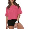 image:imageATHMILE Womens Crop Tops Workout Shirts Gym Oversized Spring Summer Basic Tees Short Sleeve Casual Loose Drop Shoulder 2026Hotpink
