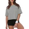image:imageATHMILE Womens Crop Tops Workout Shirts Gym Oversized Spring Summer Basic Tees Short Sleeve Casual Loose Drop Shoulder 2026Lightgrey