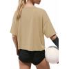 image:imageATHMILE Womens Crop Tops Workout Shirts Gym Oversized Spring Summer Basic Tees Short Sleeve Casual Loose Drop Shoulder 2026Lightkhaki