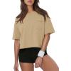 image:imageATHMILE Womens Crop Tops Workout Shirts Gym Oversized Spring Summer Basic Tees Short Sleeve Casual Loose Drop Shoulder 2026Lightkhaki