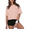 image:imageATHMILE Womens Crop Tops Workout Shirts Gym Oversized Spring Summer Basic Tees Short Sleeve Casual Loose Drop Shoulder 2026Lightpink