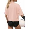 image:imageATHMILE Womens Crop Tops Workout Shirts Gym Oversized Spring Summer Basic Tees Short Sleeve Casual Loose Drop Shoulder 2026Lightpink