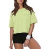 image:imageATHMILE Womens Crop Tops Workout Shirts Gym Oversized Spring Summer Basic Tees Short Sleeve Casual Loose Drop Shoulder 2026Mint Green