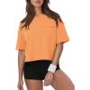 image:imageATHMILE Womens Crop Tops Workout Shirts Gym Oversized Spring Summer Basic Tees Short Sleeve Casual Loose Drop Shoulder 2026Orange