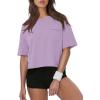image:imageATHMILE Womens Crop Tops Workout Shirts Gym Oversized Spring Summer Basic Tees Short Sleeve Casual Loose Drop Shoulder 2026Purple