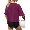 image:imageATHMILE Womens Crop Tops Workout Shirts Gym Oversized Spring Summer Basic Tees Short Sleeve Casual Loose Drop Shoulder 2026Purple Red