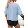 image:imageATHMILE Womens Crop Tops Workout Shirts Gym Oversized Spring Summer Basic Tees Short Sleeve Casual Loose Drop Shoulder 2026Skyblue
