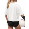 image:imageATHMILE Womens Crop Tops Workout Shirts Gym Oversized Spring Summer Basic Tees Short Sleeve Casual Loose Drop Shoulder 2026White