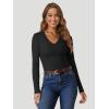 image:imageATHMILE Womens Fall Deep V Neck Long Sleeve Shirts Modal Slim Fit Basic Tee Tops 2026Ablack