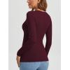 image:imageATHMILE Womens Fall Deep V Neck Long Sleeve Shirts Modal Slim Fit Basic Tee Tops 2026Aburgundy