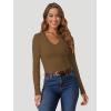 image:imageATHMILE Womens Fall Deep V Neck Long Sleeve Shirts Modal Slim Fit Basic Tee Tops 2026Acoffee