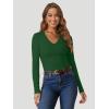 image:imageATHMILE Womens Fall Deep V Neck Long Sleeve Shirts Modal Slim Fit Basic Tee Tops 2026Adark Green
