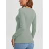 image:imageATHMILE Womens Fall Deep V Neck Long Sleeve Shirts Modal Slim Fit Basic Tee Tops 2026Alight Green