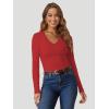 image:imageATHMILE Womens Fall Deep V Neck Long Sleeve Shirts Modal Slim Fit Basic Tee Tops 2026Ared