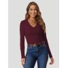 image:imageATHMILE Womens Fall Deep V Neck Long Sleeve Shirts Modal Slim Fit Basic Tee Tops 2026Bburgundy