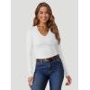 image:imageATHMILE Womens Fall Deep V Neck Long Sleeve Shirts Modal Slim Fit Basic Tee Tops 2026Bwhite