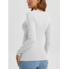 image:imageATHMILE Womens Fall Deep V Neck Long Sleeve Shirts Modal Slim Fit Basic Tee Tops 2026Bwhite