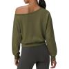 image:imageATHMILE Womens Off the Shoulder Sweatshirts Sexy Oversized Pullover Cropped Tops Casual Long Sleeve Spring Fall OutfitsArmy Green