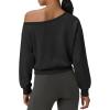 image:imageATHMILE Womens Off the Shoulder Sweatshirts Sexy Oversized Pullover Cropped Tops Casual Long Sleeve Spring Fall OutfitsBlack