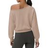 image:imageATHMILE Womens Off the Shoulder Sweatshirts Sexy Oversized Pullover Cropped Tops Casual Long Sleeve Spring Fall OutfitsCoffee Grey