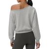 image:imageATHMILE Womens Off the Shoulder Sweatshirts Sexy Oversized Pullover Cropped Tops Casual Long Sleeve Spring Fall OutfitsGray