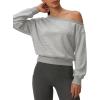 image:imageATHMILE Womens Off the Shoulder Sweatshirts Sexy Oversized Pullover Cropped Tops Casual Long Sleeve Spring Fall OutfitsGray