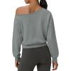 image:imageATHMILE Womens Off the Shoulder Sweatshirts Sexy Oversized Pullover Cropped Tops Casual Long Sleeve Spring Fall OutfitsGray Blue