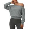 image:imageATHMILE Womens Off the Shoulder Sweatshirts Sexy Oversized Pullover Cropped Tops Casual Long Sleeve Spring Fall OutfitsGray Blue