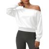 image:imageATHMILE Womens Off the Shoulder Sweatshirts Sexy Oversized Pullover Cropped Tops Casual Long Sleeve Spring Fall OutfitsWhite
