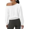 image:imageATHMILE Womens Off the Shoulder Sweatshirts Sexy Oversized Pullover Cropped Tops Casual Long Sleeve Spring Fall OutfitsWhite