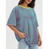 image:imageATHMILE Womens Oversized T Shirts Casual Tee Workout Tops Gym Clothes Summer Loose Fit Short Sleeve Graphics Basic Y2K 2026Striped Pink  Green