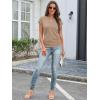 image:imageATHMILE Womens Summer Tops Cap Sleeve Ruched Tshirts Business Casual Crewneck Trendy Outfits Basic Fashion Dressy ClothesKhaki
