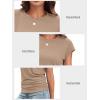 image:imageATHMILE Womens Summer Tops Cap Sleeve Ruched Tshirts Business Casual Crewneck Trendy Outfits Basic Fashion Dressy ClothesKhaki