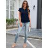 image:imageATHMILE Womens Summer Tops Cap Sleeve Ruched Tshirts Business Casual Crewneck Trendy Outfits Basic Fashion Dressy ClothesNavy Blue