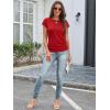 image:imageATHMILE Womens Summer Tops Cap Sleeve Ruched Tshirts Business Casual Crewneck Trendy Outfits Basic Fashion Dressy ClothesRed
