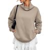 image:imageATHMILE Fleece Sweatshirt for Women Oversized Sweatshirts with Pockets Turtleneck Pullover Fashion Outfits Clothes 2026Coffeegrey