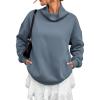 image:imageATHMILE Fleece Sweatshirt for Women Oversized Sweatshirts with Pockets Turtleneck Pullover Fashion Outfits Clothes 2026Gray Blue