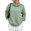 image:imageATHMILE Fleece Sweatshirt for Women Oversized Sweatshirts with Pockets Turtleneck Pullover Fashion Outfits Clothes 2026Gray Green