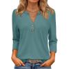 image:imageATHMILE Long Sleeve Shirts for Women 2026 Fall Outfits Henley Dressy Casual Tops Trendy Blouses Cute TShirts Fashion ClothesHalfblue Green