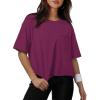 image:imageATHMILE Womens Crop Tops Workout Shirts Gym Oversized Spring Summer Basic Tees Short Sleeve Casual Loose Drop Shoulder 2026Purple Red