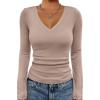 image:imageATHMILE Womens Fall Deep V Neck Long Sleeve Shirts Modal Slim Fit Basic Tee Tops 2026Alatte