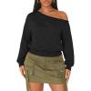 image:imageATHMILE Womens Off the Shoulder Sweatshirts Sexy Oversized Pullover Cropped Tops Casual Long Sleeve Spring Fall OutfitsBlack
