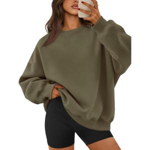 image:imageATHMILE Oversized Sweatshirt for Women Crewneck Fleece Long Sleeve Pullover Hoodies Tops Fall Fashion Outfits ClothesArmygreen
