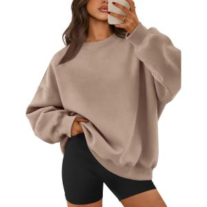 image:imageATHMILE Oversized Sweatshirt for Women Crewneck Fleece Long Sleeve Pullover Hoodies Tops Fall Fashion Outfits ClothesCoffeegrey