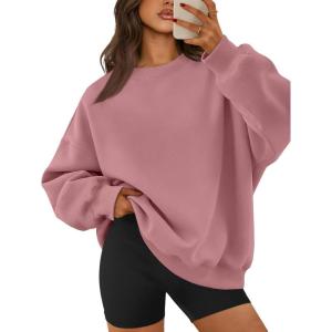 image:imageATHMILE Oversized Sweatshirt for Women Crewneck Fleece Long Sleeve Pullover Hoodies Tops Fall Fashion Outfits ClothesDeep Pink