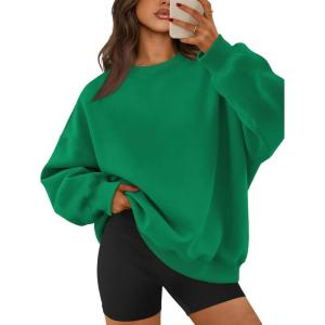 image:imageATHMILE Oversized Sweatshirt for Women Crewneck Fleece Long Sleeve Pullover Hoodies Tops Fall Fashion Outfits ClothesGrass Green