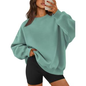 image:imageATHMILE Oversized Sweatshirt for Women Crewneck Fleece Long Sleeve Pullover Hoodies Tops Fall Fashion Outfits ClothesGreen02