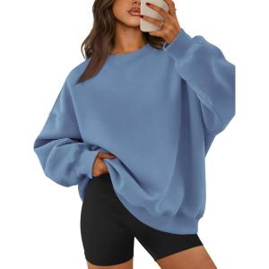 image:imageATHMILE Oversized Sweatshirt for Women Crewneck Fleece Long Sleeve Pullover Hoodies Tops Fall Fashion Outfits ClothesGreyblue