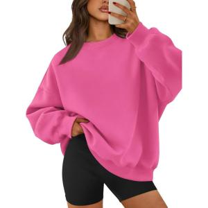 image:imageATHMILE Oversized Sweatshirt for Women Crewneck Fleece Long Sleeve Pullover Hoodies Tops Fall Fashion Outfits ClothesHot Pink