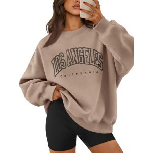 image:imageATHMILE Oversized Sweatshirt for Women Crewneck Fleece Long Sleeve Pullover Hoodies Tops Fall Fashion Outfits ClothesLacoffeegrey